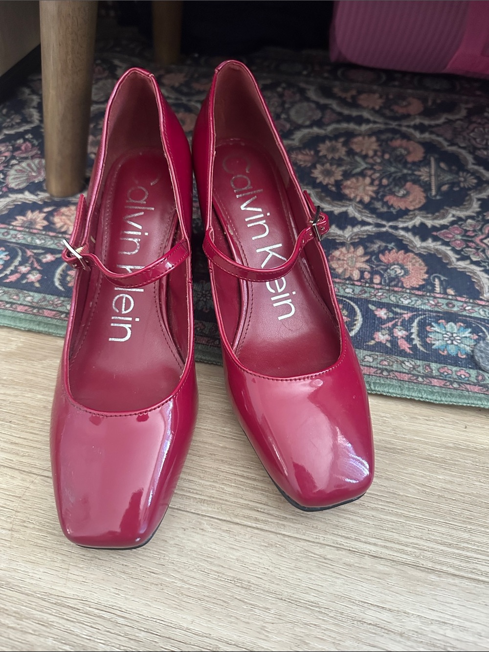 Calvin Klein Red Patent Mary Jane Heels